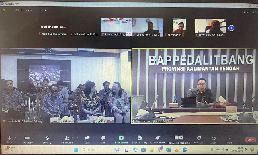 Kepala Bappedalitbang Prov. Kalteng Leonard S. Ampung Buka Exit Meeting Evaluasi Akselerasi Penurunan Stunting Prov. Kalteng Tahun 2024