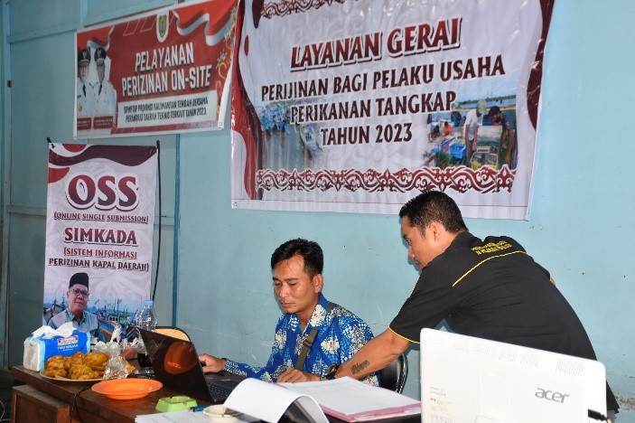 Dislutkan Prov. Kalteng Laksanakan Fasilitasi Layanan Gerai Perizinan Bagi Pelaku Usaha Perikanan Tangkap Tahun 2023