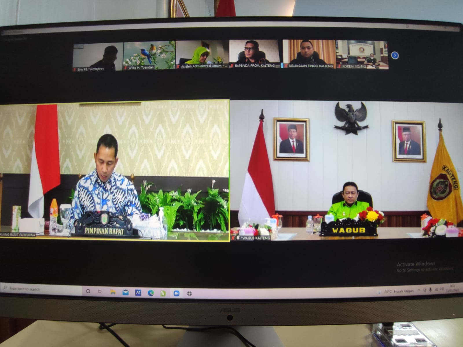 Wagub Kalteng H. Edy Pratowo Secara Virtual Hadiri Rapat Paripurna Ke - 2 Masa Persidangan I Tahun Sidang 2022 DPRD Prov. Kalteng