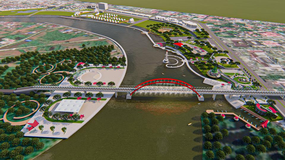 Jembatan Kahayan dan Kawasan Tugu Soekarno Akan Ditata dan Dipercantik Dengan Water Front City yang Megah