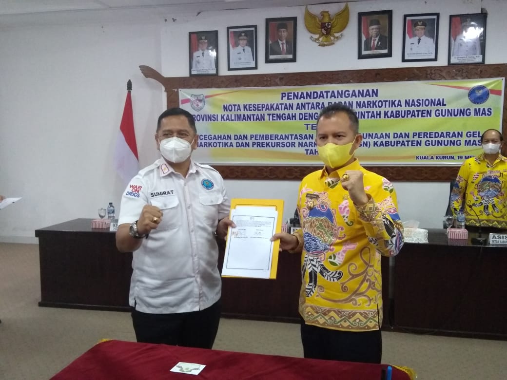 Pemkab Gumas Tandatangani Nota Kesepakatan Dengan BNN Prov. Kalteng