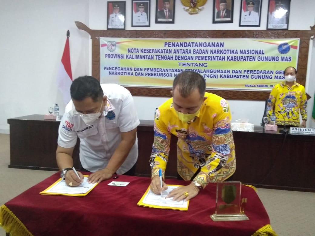 Pemkab Gumas Tandatangani Nota Kesepakatan Dengan BNN Prov. Kalteng