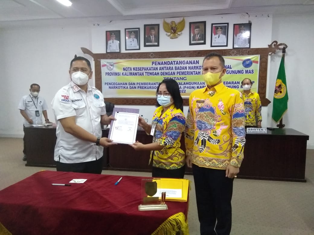 Pemkab Gumas Tandatangani Nota Kesepakatan Dengan BNN Prov. Kalteng