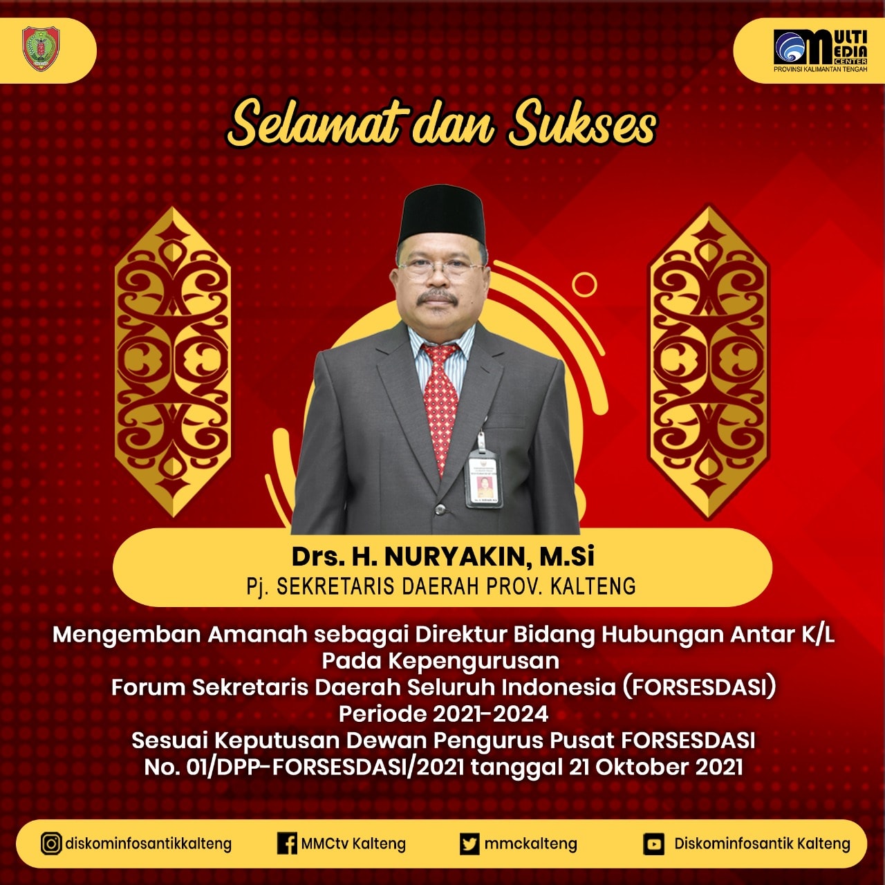 Pj. Sekda Kalteng Emban Tugas Sebagai Direktur Hubungan Antar K/L FORSESDASI