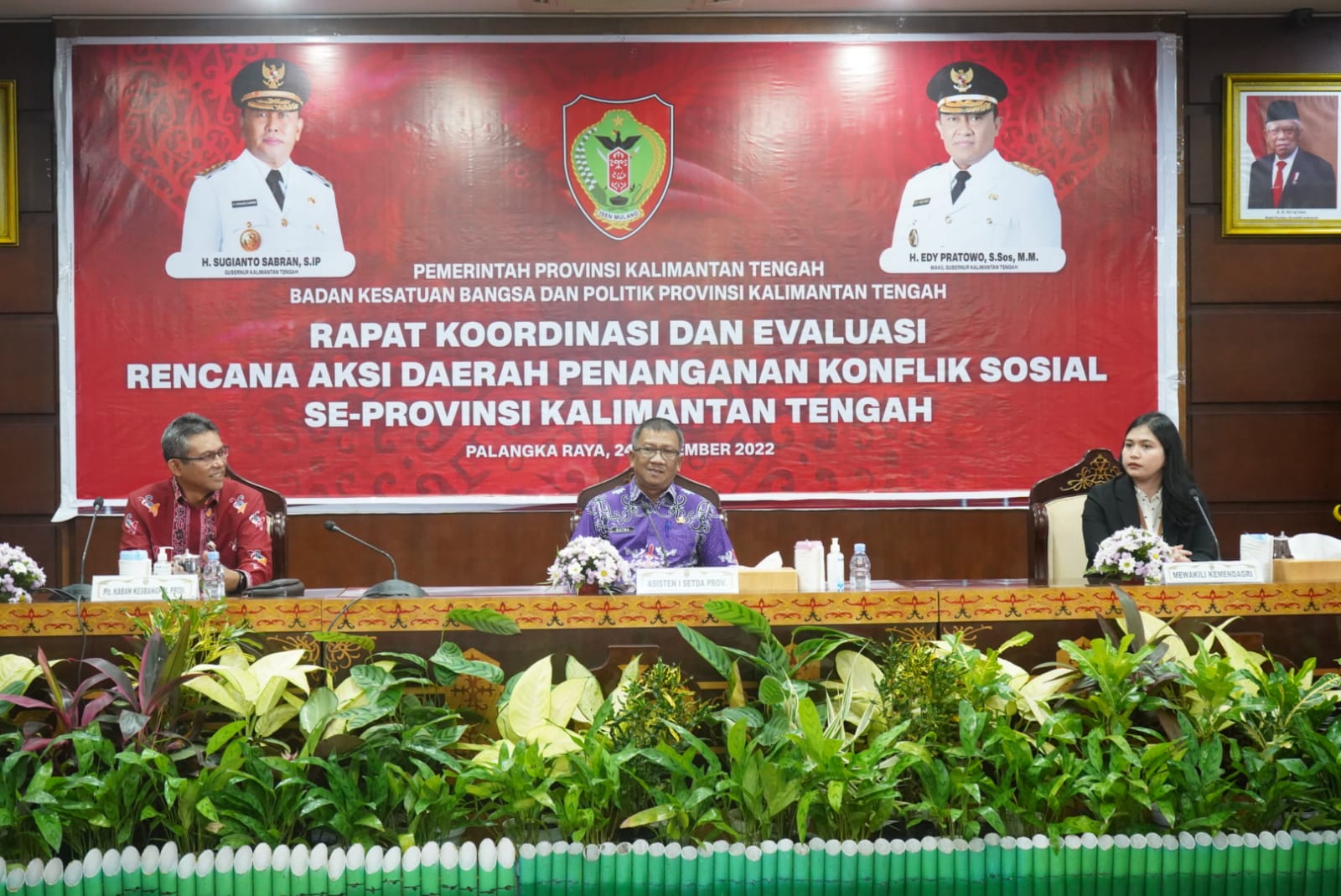 Asisten Pemkesra Buka Rakor Dan Evaluasi RAD Penanganan Konflik Sosial se-Kalteng Tahun 2022