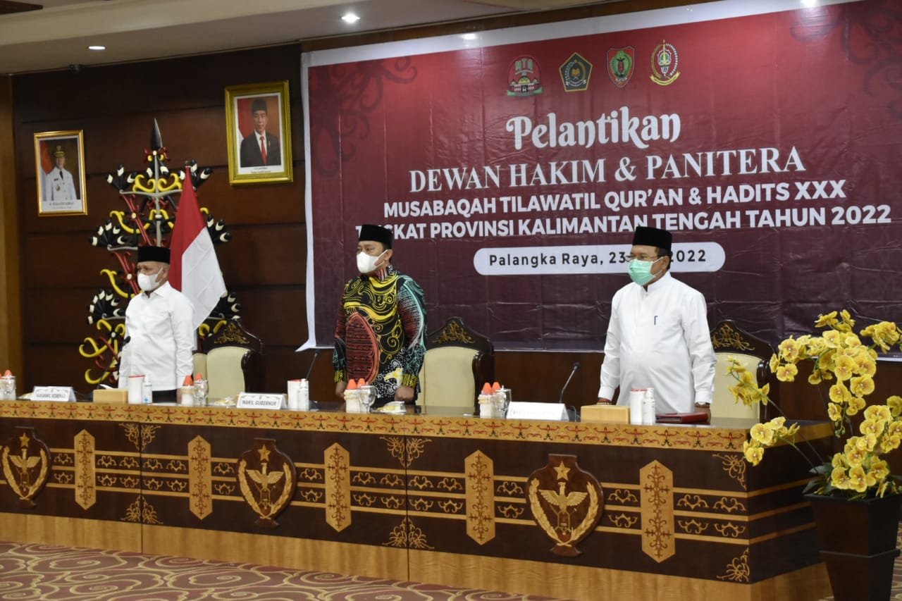 Wagub  Kalteng Lantik Dewan Pertimbangan, Dewan Pengawas, Dewan Hakim dan Panitera MTQH