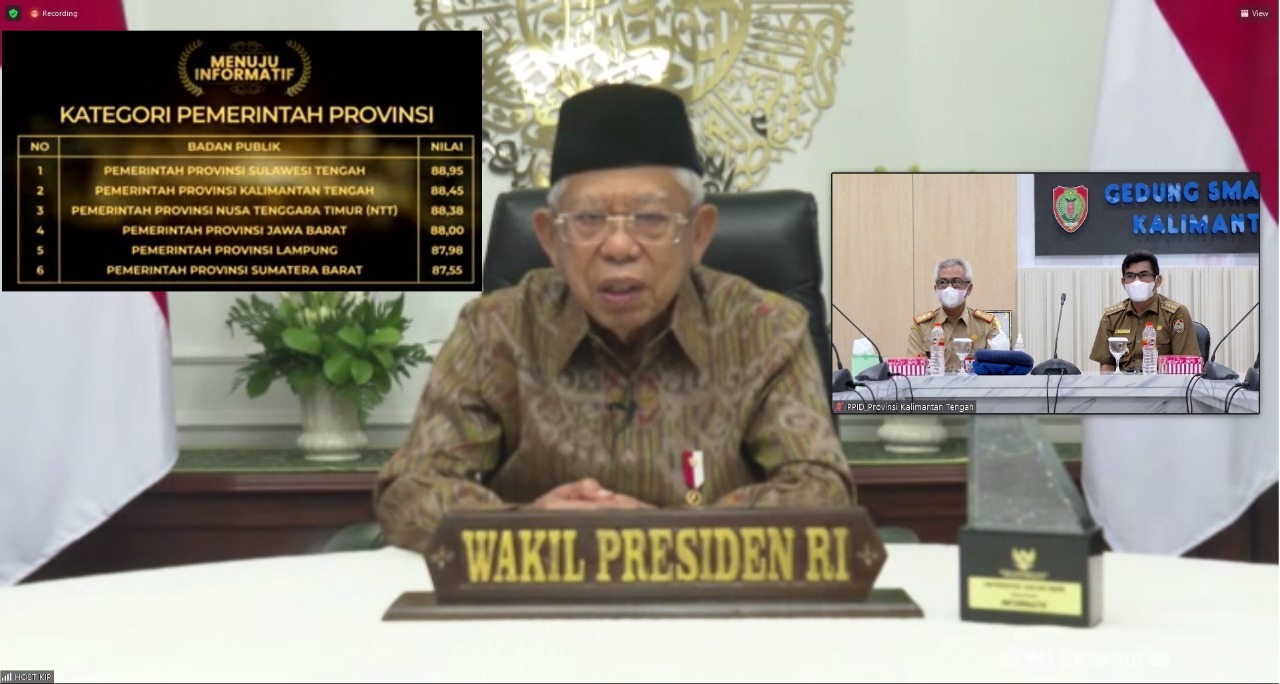 Pemprov Kalteng Raih Klasifikasi Badan Publik Menuju Informatif Kategori Pemerintah Provinsi Pada Penganugerahan KIP Tahun 2021