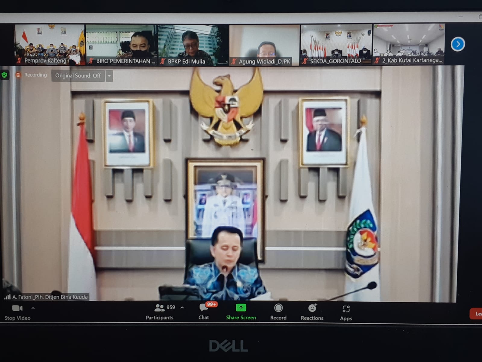 Pemprov Kalteng Ikuti Rapat Evaluasi Pelaksanaan APBD Tahun 2021 Secara Virtual