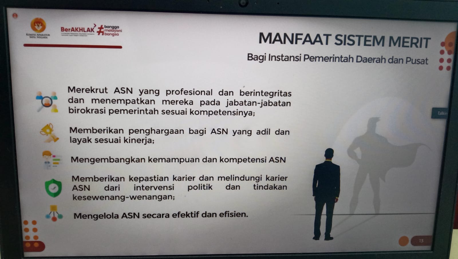 Asisten Adum Prov. Kalteng Lies Fahimah Hadiri Audiensi Komisi Aparatur Sipil Negara (KASN) Secara Virtual