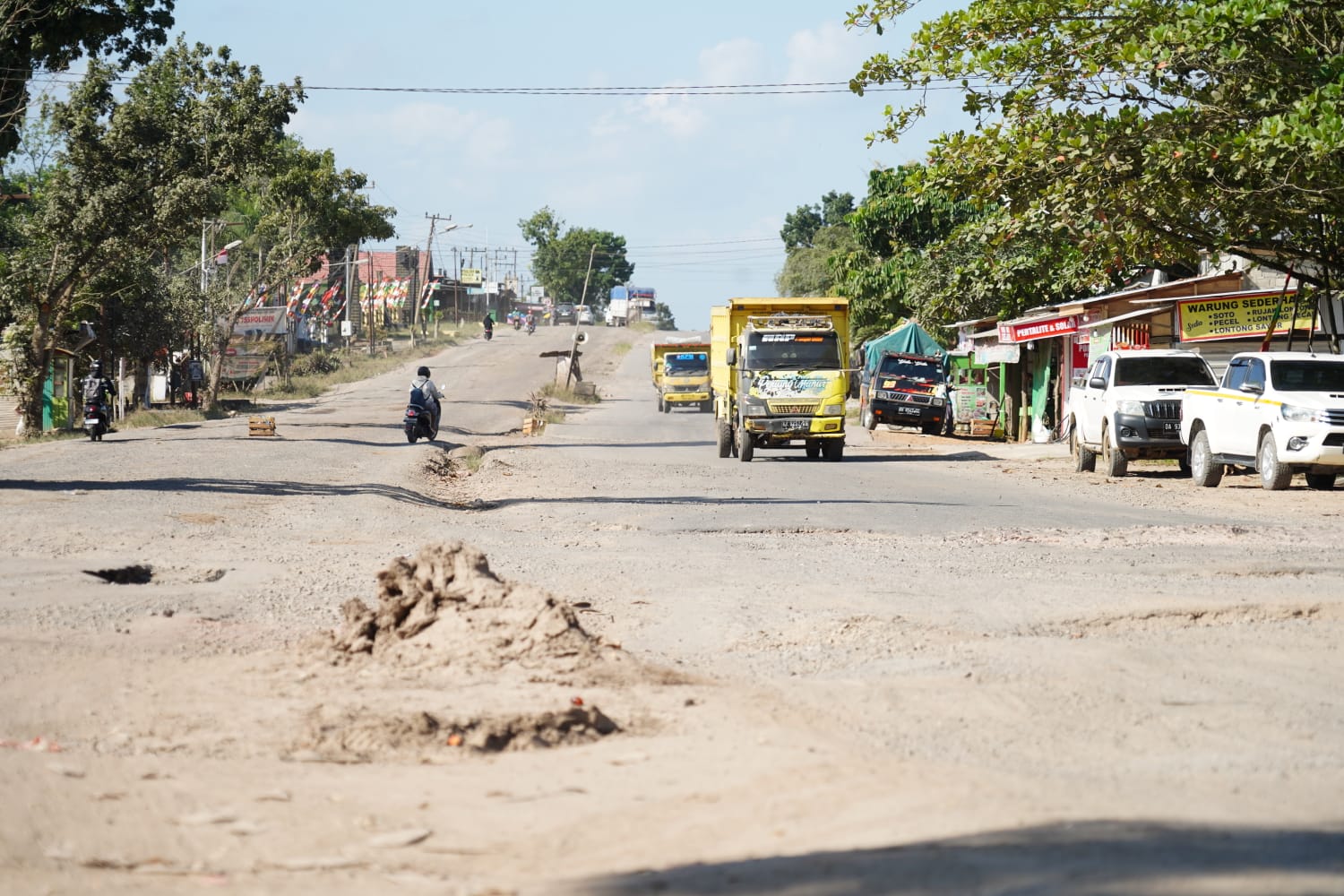 Aksi Sebagai Bentuk Protes Terhadap Kondisi Jalan Nasional yang Rusak Parah, Warga Tanami  Dengan Pohon Pisang dan Sawit